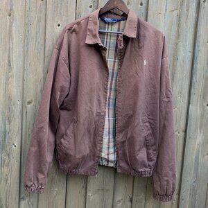 Polo Ralph Lauren Flannel Lined Bomber Jacket XL Brown